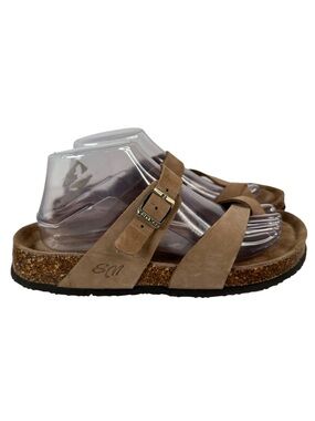 SoftMoc Taupe Suede Cork Footbed Sandals Minimalist Comfort Slides 10 Casual